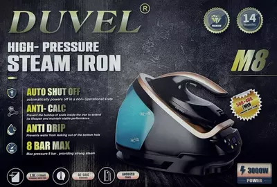 Бытовой отпариватель одежды (паровой утюг) "DUVEL" М8, 3000W, 40 г/мин, 1.9 л. (Германия) Черный/синий