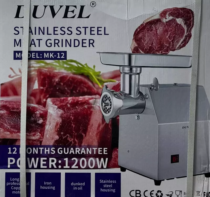 Электрическая мясорубка (нерж. сталь) "DUVEL" МК-12, 1200W, реверс, 2 скорости (Германия) Стальная