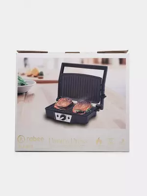 Тостер-гриль "Rabee" RJ-401, для приготовления панини, 1600 Вт, индикатор готовности (Китай) Черный