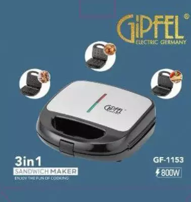 Тостер-гриль 3 в 1 "Gipfel" 1153, 800Вт, 3 сменные панели (Германия) Белый/черный
