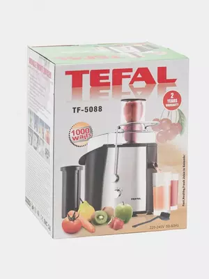 Бытовая соковыжималка (центробежная) "Tefal" TF-5088, 1000Вт, 1/1.5 л. (Франция) Металлик/Черная