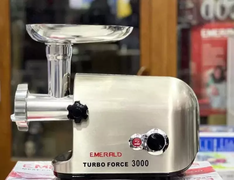 Elektr go'sht maydalagich (zanglamaydigan po'lat) "EMERALD" EM-300-602, 3000W, teskari, Turbo Force tizimi (Xitoy) Chelik