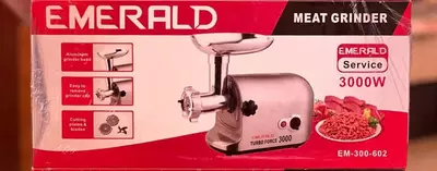 Электрическая мясорубка (нерж. сталь) "EMERALD" EM-300-602, 3000W, реверс, система Turbo Force (Китай) Стальная