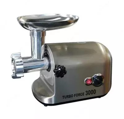 Электрическая мясорубка (нерж. сталь) "MEGA" MG-300-602, 3000W, реверс, система Turbo Force (ОАЭ) Стальная