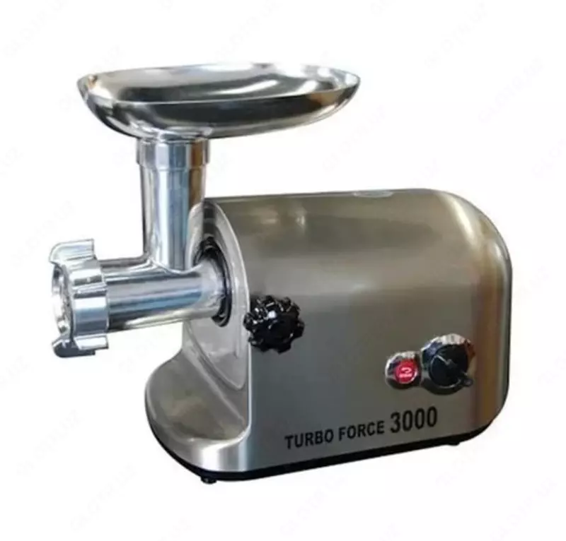 Электрическая мясорубка (нерж. сталь) "MEGA" MG-300-602, 3000W, реверс, система Turbo Force (ОАЭ) Стальная