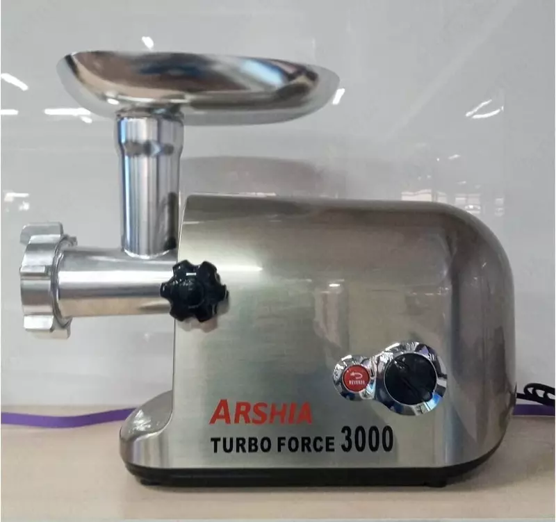 Электрическая мясорубка (нерж. сталь) "ARSIHA" AR-300-602, 3000W, реверс, система Turbo Force (Китай) Стальная
