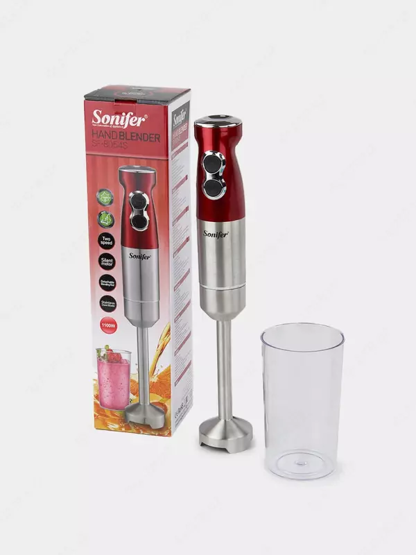 Suv osti blenderi "Sonifer" SF-8054S, 1100W, Turbo rejimi, 800 ml shisha. (Xitoy) Qizil/metall