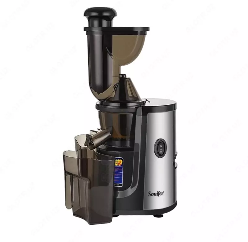 Бытовая соковыжималка (шнековая) "Sonifer" SF-5541, 2500-2700Вт, емкость 1 л. (Китай) Металлик/Черная