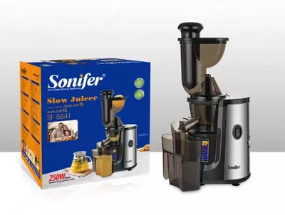 Бытовая соковыжималка (шнековая) "Sonifer" SF-5541, 2500-2700Вт, емкость 1 л. (Китай) Металлик/Черная
