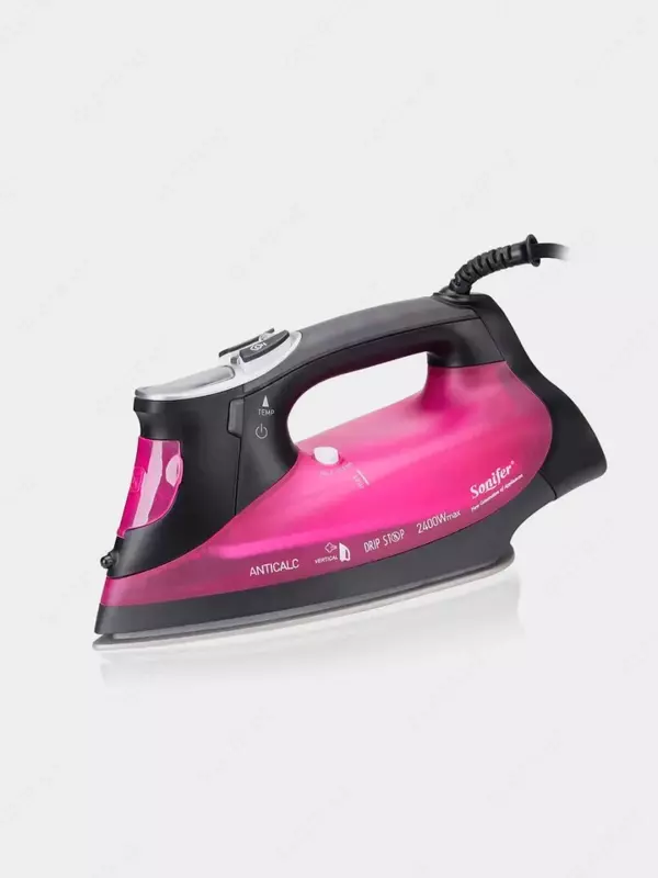 Паровой утюг "Sonifer" SF-9029, 2400Вт, 150 г/мин, керамическая подошва (Китай) Черный/розовый