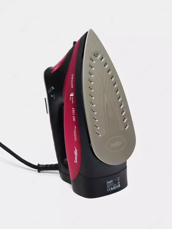 Паровой утюг "Sonifer" SF-9029, 2400Вт, 150 г/мин, керамическая подошва (Китай) Черный/розовый
