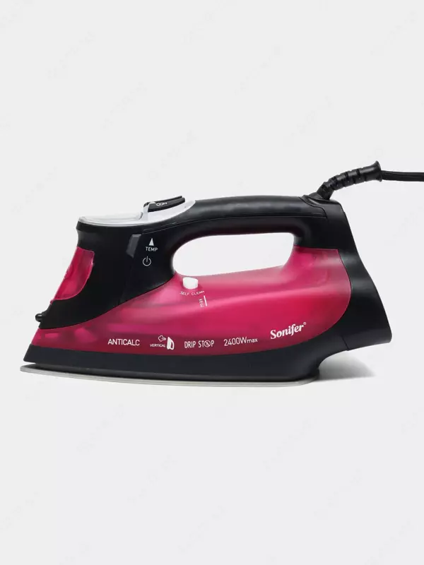Паровой утюг "Sonifer" SF-9029, 2400Вт, 150 г/мин, керамическая подошва (Китай) Черный/розовый