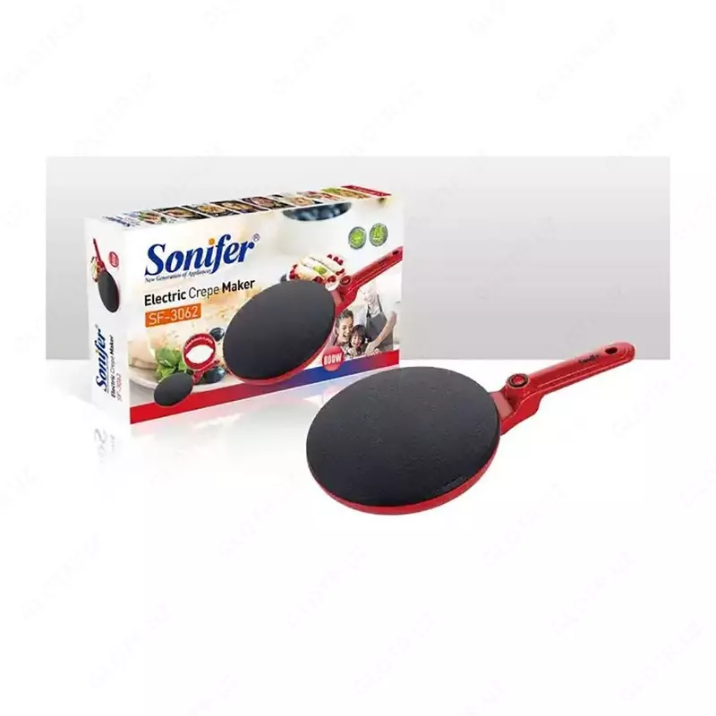 Elektr krep ishlab chiqaruvchi "Sonifer" SF-3062, 800W, d 24 sm (Xitoy) Qizil
