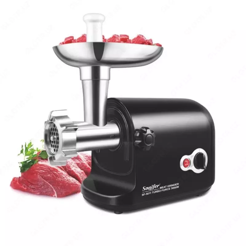 Электрическая мясорубка (пластик) "Sonifer" SF-5011, 3000W, реверс, 3 диска (Китай) Черный