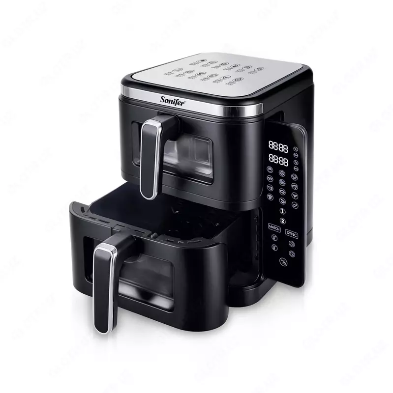 Sonifer SF-1046 Ikki darajali fritöz, 2800 Vt, 5,5/5,5 l (Xitoy), qora/metall