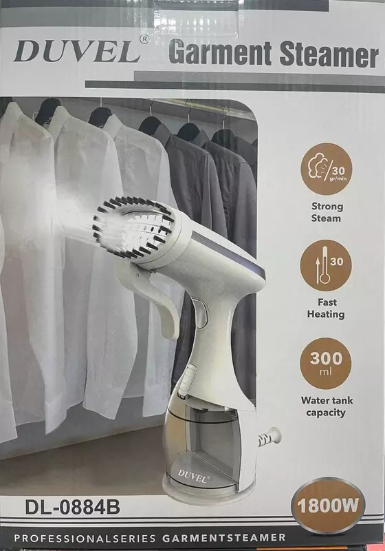 Kiyim uchun maishiy bug 'va cho'tkasi (qo'lda) "DUVEL" DL-0884B, 1800W, 30 g/min, 300 ml (Xitoy) Pushti/Oq