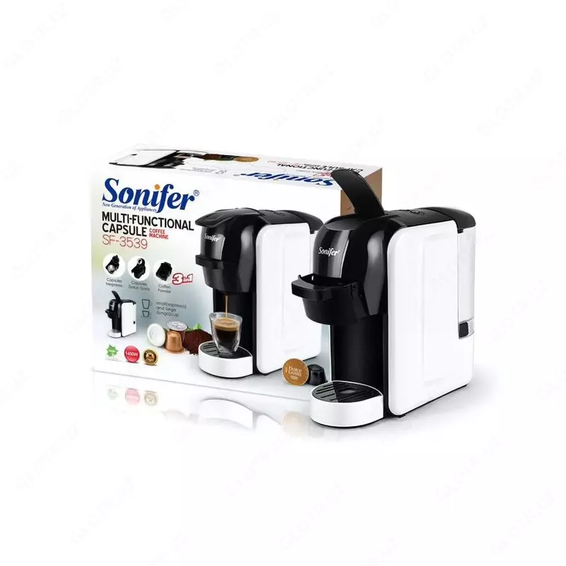 Автоматическая кофемашина (капсульная) 3 в 1 "SONIFER" SF-3539, 1450Вт, 600 мл (Китай) Белая/черная