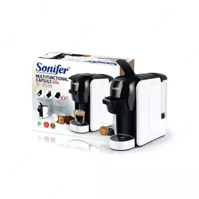 Автоматическая кофемашина (капсульная) 3 в 1 "SONIFER" SF-3539, 1450Вт, 600 мл (Китай) Белая/черная