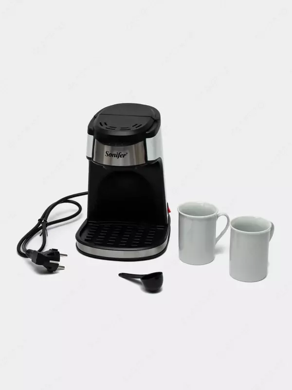 Avtomatik kofe mashinasi (tomchilatib) "SONIFER" SF-3540, 1350W, 240 ml (Xitoy) Metallik/qora