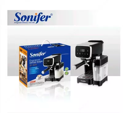 Avtomatik espresso qahva mashinasi "SONIFER" SF-3599, 1350W, 1300/900 ml (Xitoy) Metallik/Qora