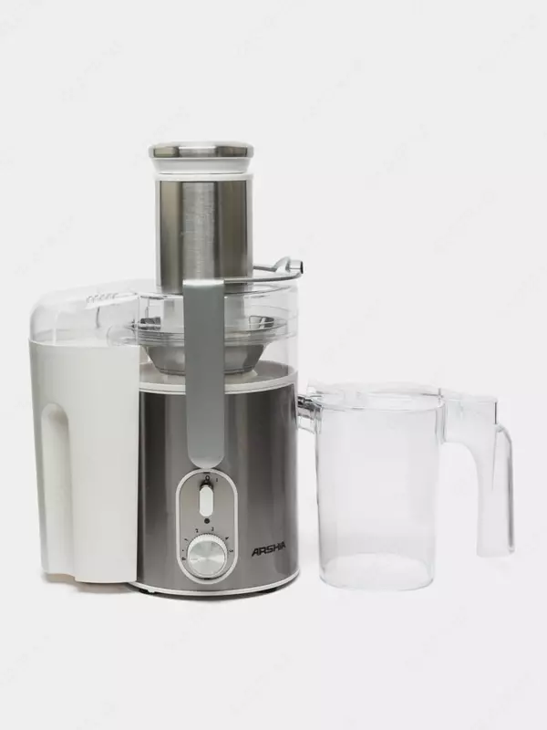 Бытовая соковыжималка (центробежная) "Arshia" AS2308-701, 1000Вт, 6 режимов, 1200/1500 мл. (Китай) Металлик/Белая