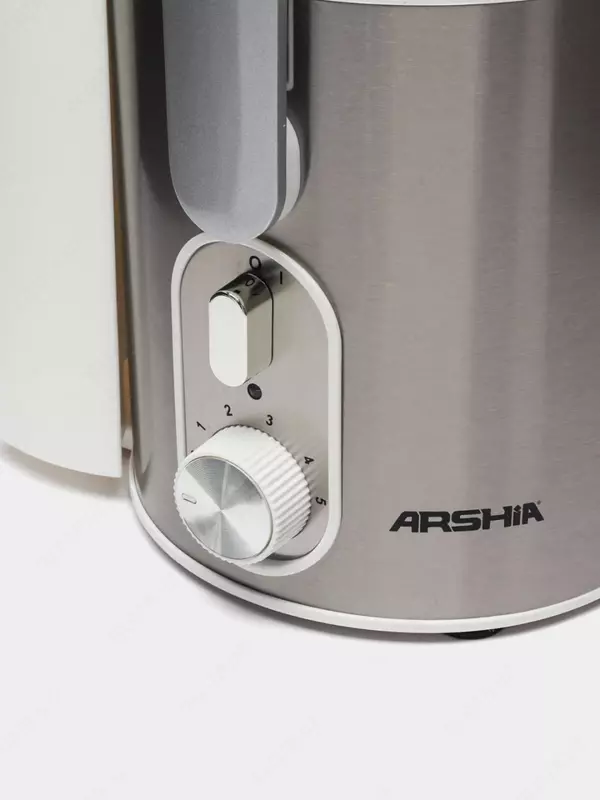 Бытовая соковыжималка (центробежная) "Arshia" AS2308-701, 1000Вт, 6 режимов, 1200/1500 мл. (Китай) Металлик/Белая