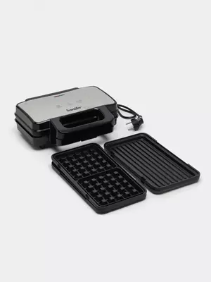 Сендвичница 3 в 1 "Sonifer" SF-6166, 1000Вт, 3 панели (Китай) Черная/серебристая