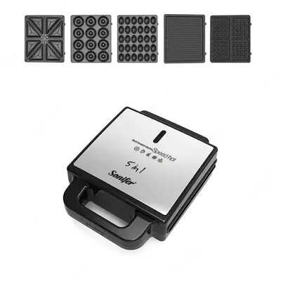 Сендвичница 5 в 1 "Sonifer" SF-6143, 1400Вт, 5 панелей (Китай) Черная/серебристая