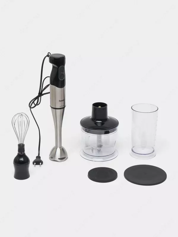 Погружной блендер 3 в 1, миксер, измельчитель "Sonifer" SF-8013, 500W, 500/600 мл. (Китай) Черный/серебристый