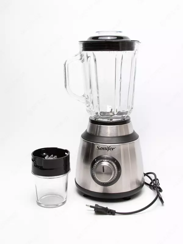 Блендер и кофемолка 2 в 1 "Sonifer" SF-8097, 600Вт, 2 скорости, кувшин 1.5 л. (Китай) Черный/серебристый