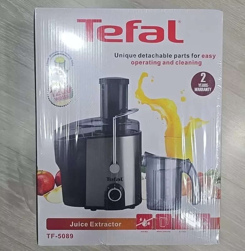 Бытовая соковыжималка (центробежная) "Tefal" TF-5089, 1200Вт, 2 скорости, 800 мл. (Франция) Металлик/Черная