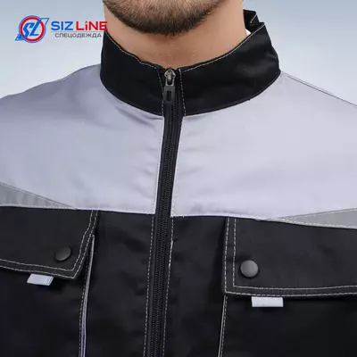 Спецодежда Костюм Дельф Премиум куртка/брюки (тк.смесовая 240г) черный голубой Только в розницу