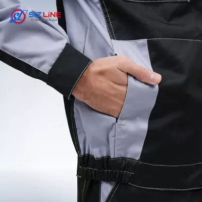 Спецодежда Костюм Дельф Премиум куртка/брюки (тк.смесовая 240г) черный голубой Спецодежда и Сиз от SizLine