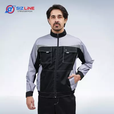 Спецодежда Костюм Дельф Премиум куртка/брюки (тк.смесовая 240г) черный голубой