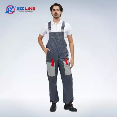 Спецодежда Костюм Фаворит-1 Премиум (тк.Смесовая,240) Куртка Полукомбенизон, т.серый серый красный.