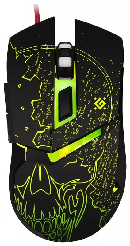 Defender Alfa GM-703L Orqa nurli simli o'yin sichqonchasi (qora)