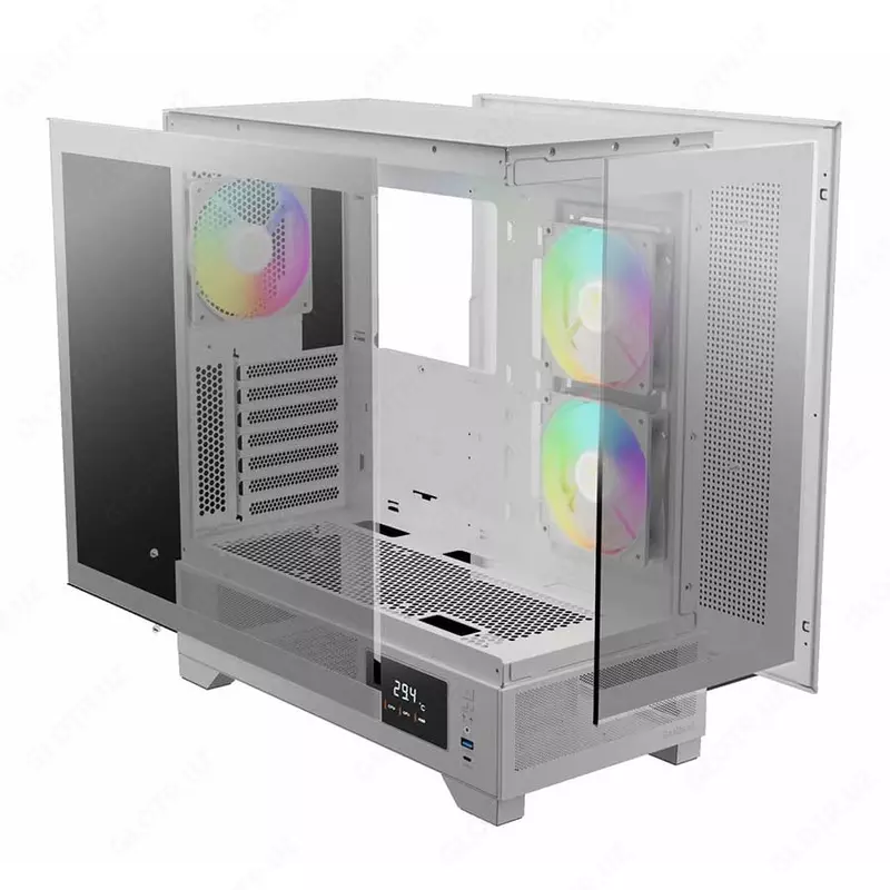 с 3 ARGB PWM вентиляторами и стеклянной панелью (Белый)