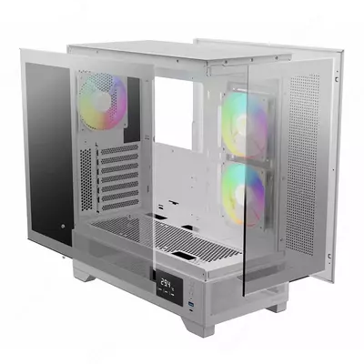 с 3 ARGB PWM вентиляторами и стеклянной панелью (Белый)