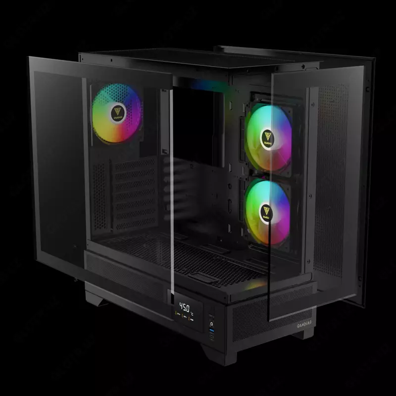 с 3 ARGB PWM вентиляторами и стеклянной панелью (Черный)