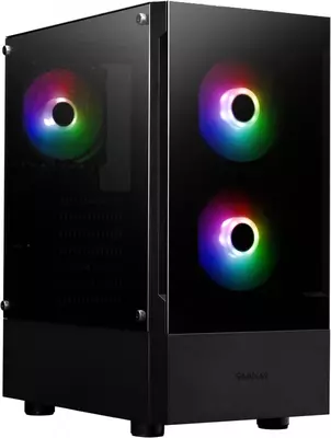 PWM вентиляторами и стеклянной панелью (Черный)