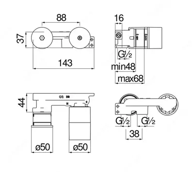 Nobili SOFI/SKY/LIRA/ACQUAVIVA/LIVE/MIA/ABC/ devorga o'rnatilgan lavabo mikseri uchun o'rnatilgan mexanizm - 1 561 742.2 so'm / dona