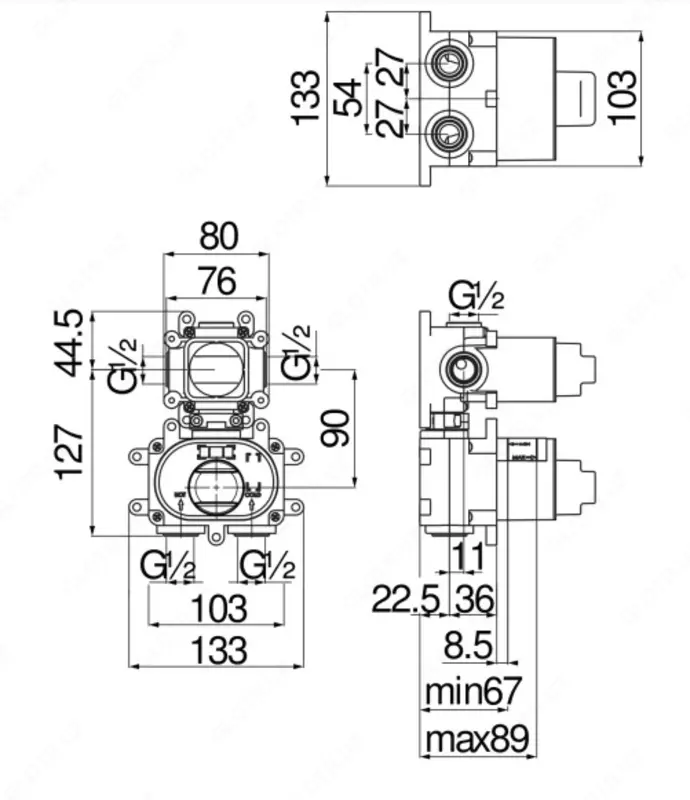 Короб для внутренней части встраиваемого смесителя Nobili для ванны 1-3 потребителя - 3 038 421.2 сум