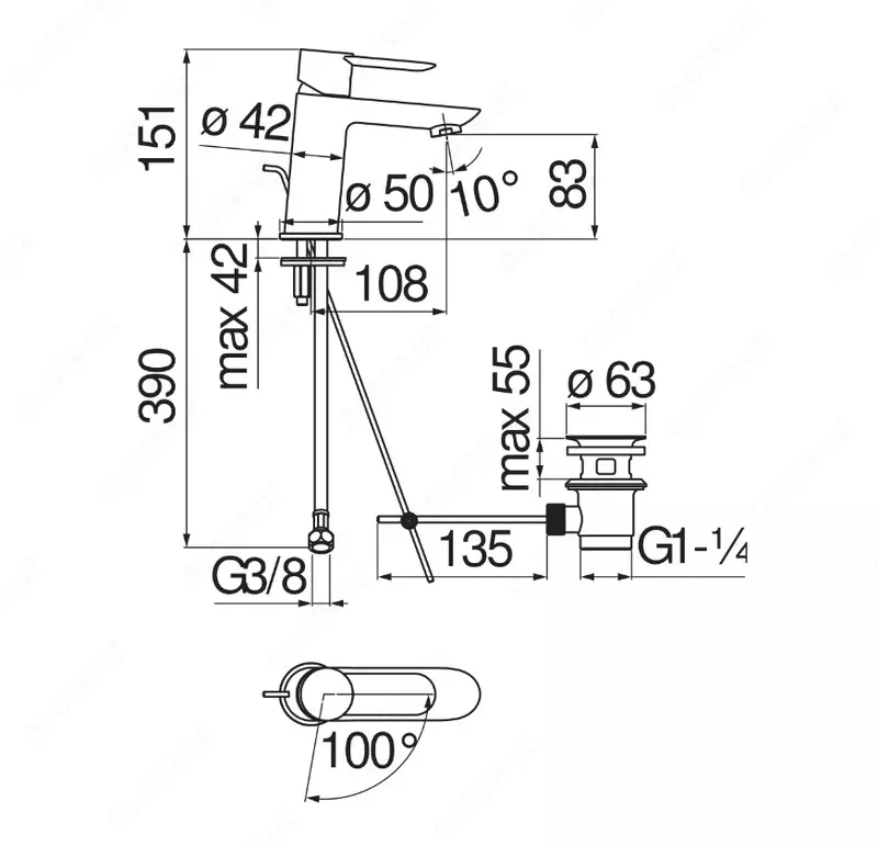 Issiq suvni tejaydigan yagona tutqichli mikser Nobili Sand Chrome - 1 693 480.3 so'm