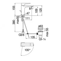 Suvni tejaydigan yagona tutqichli mikser Nobili Seven Chrome - 2 587 645.5 so'm
