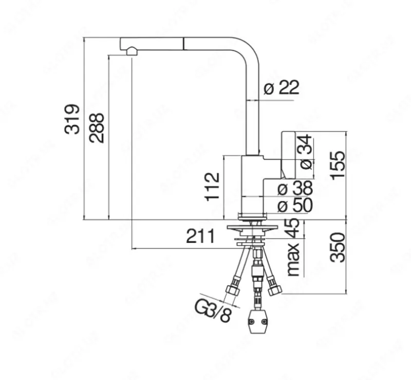 Yagona tutqichli mikser Nobili Flag Chrome - 4 431 778.6 so'm