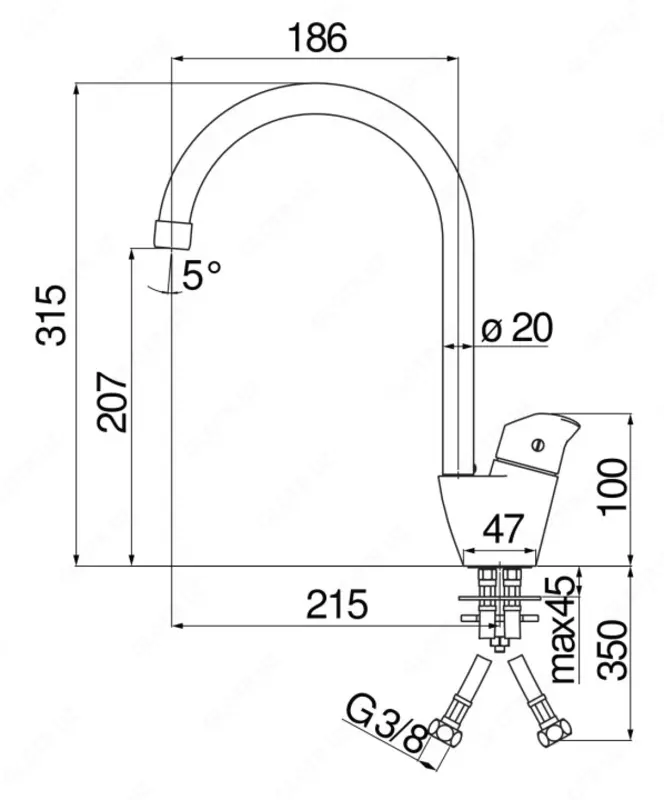 Baland oshxona krani Nobili Blues Chrome - 1 457 426.1 so'm
