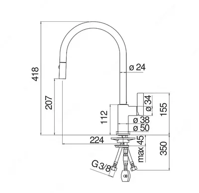 Высокий смеситель для кухни с вытяжным шлангом Nobili Flag Velvet black - 5 202 449.8 сум / шт.