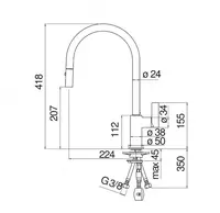 Высокий смеситель для кухни с вытяжным шлангом Nobili Flag Velvet black - 5 214 130.4 сум