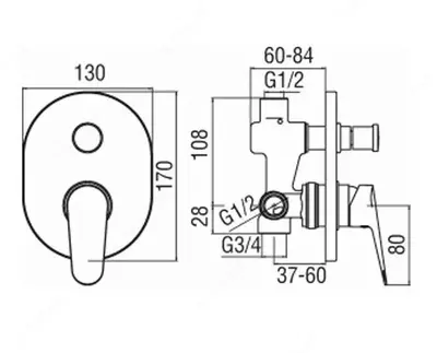 Yashirin 2 pozitsiyali mikser Nobili Blues Chrome - 1 941 632.2 so'm / dona