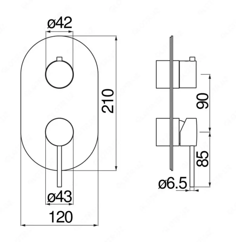 Смеситель скрытого монтажа Nobili Velis переключатель на 2 пользователя Nickel PVD - 9 343 877.1 сум